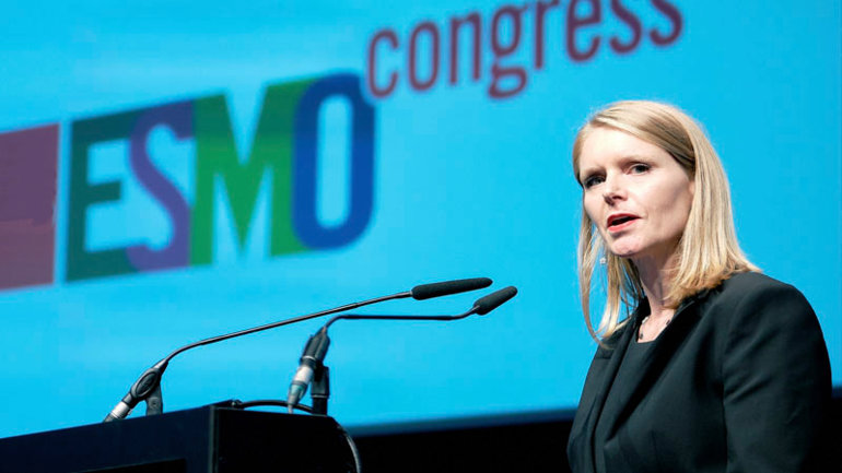 Solange Peters on stage at ESMO Congress